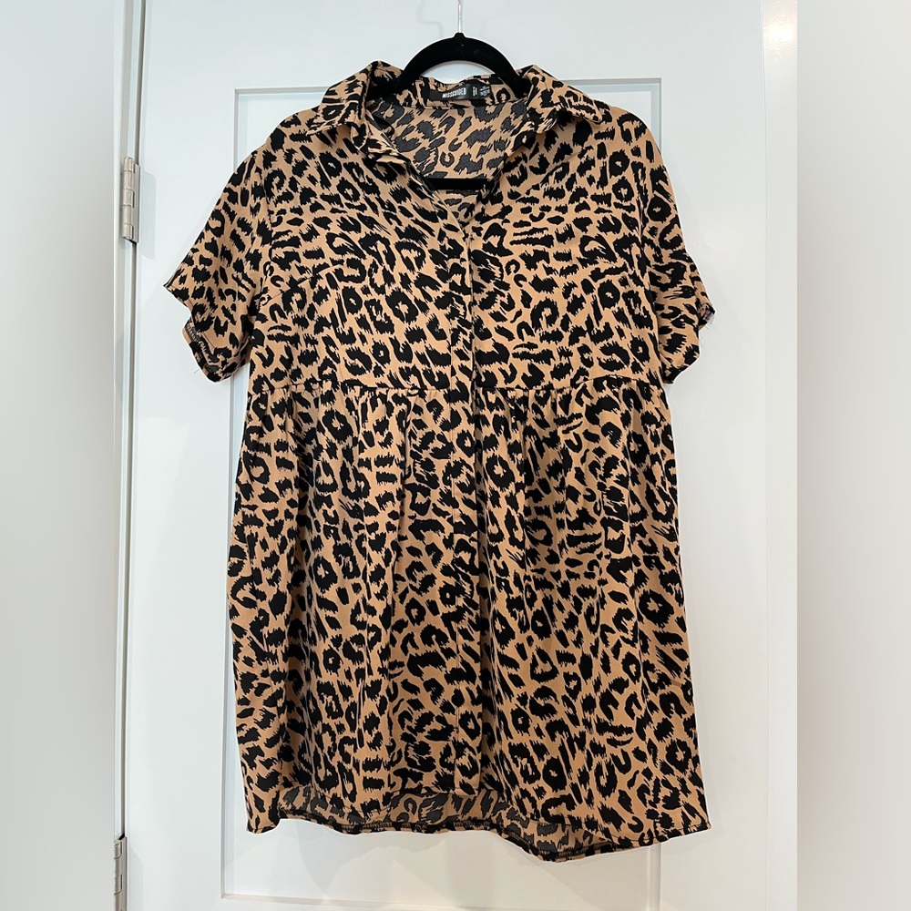 Missguided Cheetah Mini Button Down Dress